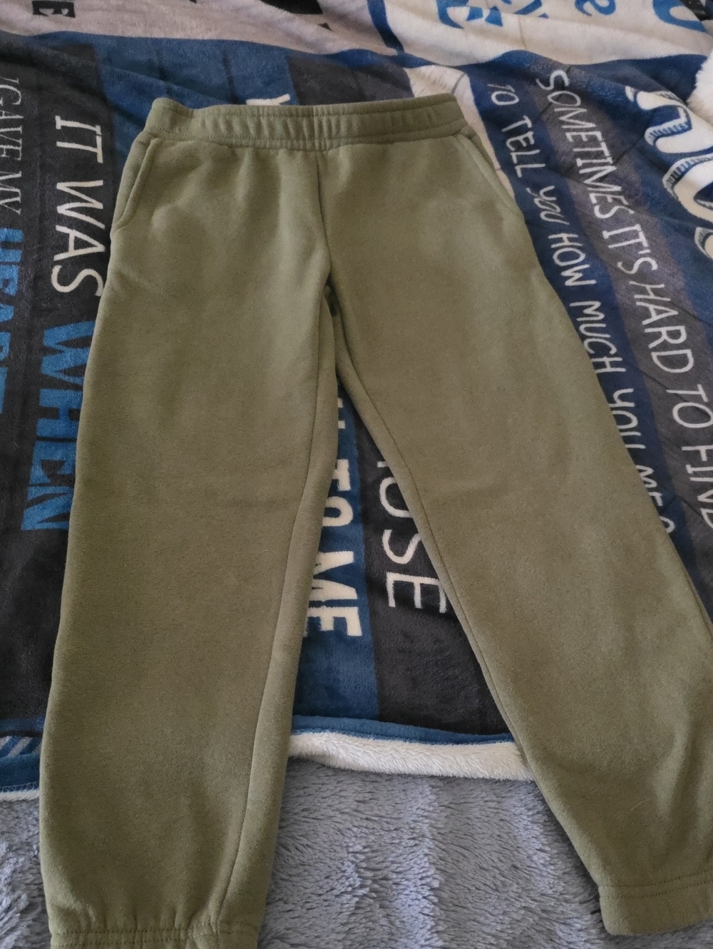 Kids Olive Green Fleece Jogger Pants